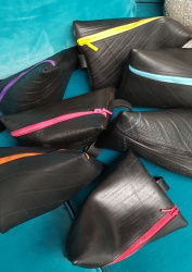 Triangular Purse Recycled Japanese Truck Inner Tube colour zip