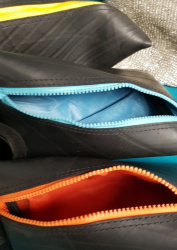 Triangular Purse Recycled Japanese Truck Inner Tube colour zip