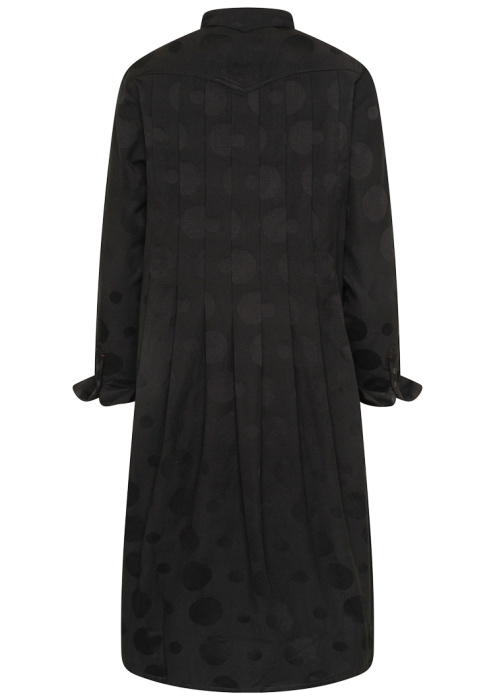 Plissé Pleated Duster Coat with Ruffled Detailing
